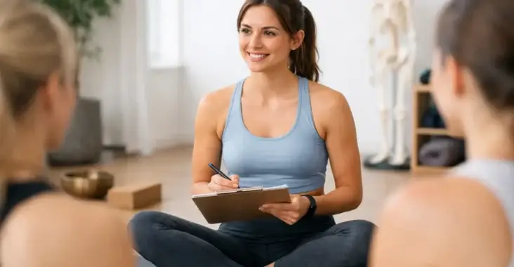 Woman Yoga Trainerin in Ausbildung